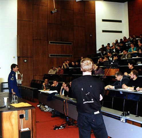 ESA/Italian Astronaut Paolo Nespoli presenting at the 2000 UKSEDS Conference at the University of Manchester. Photo credit: Mark Bentley